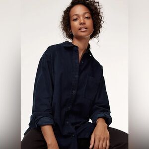 Aritzia x Wilfred Free ‘Charlotte’' Corduroy Boyfriend Shirt Blue Medium